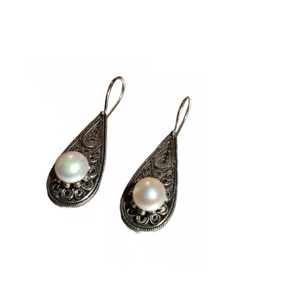 925 STERLING SILVER DGS TURKEY PEARL EARRINGS HANGING